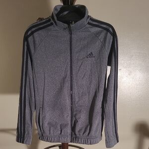 Adidas Essentials Warm-Up 3-Stripes Track Jacket in Grey with Black Stripes